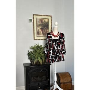 American City Wear Women's Size XL Multicolor Layered Blouse Top 3/4Short Sleeve